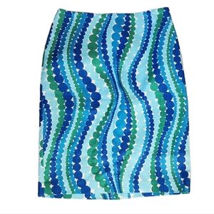 Talbots Blue and Green Geometric Lined Skirt Size 2